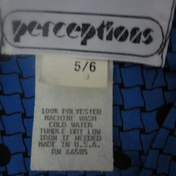 Vtg Perceptions Womens 5 / 6 Blue Polka Dot Short Sleeve Pleated Dress Small - Picture 3 of 12